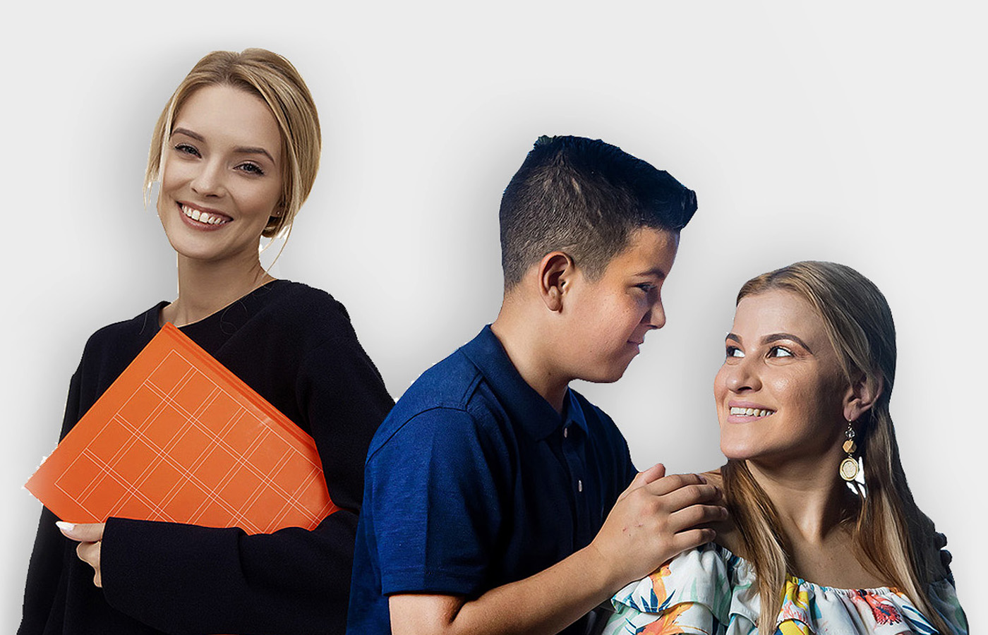 teacher with student and parent